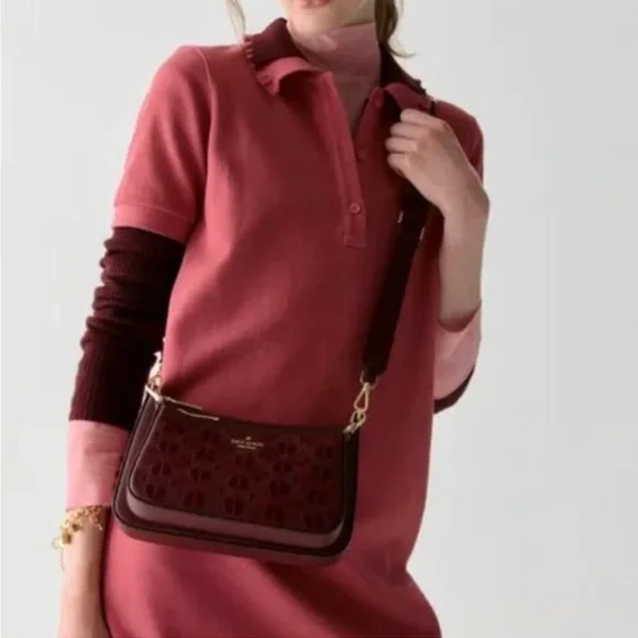 NWT Kate Spade New York Duet Spade Flower Convertible Crossbody Clutch Bag - Picture 6 of 11